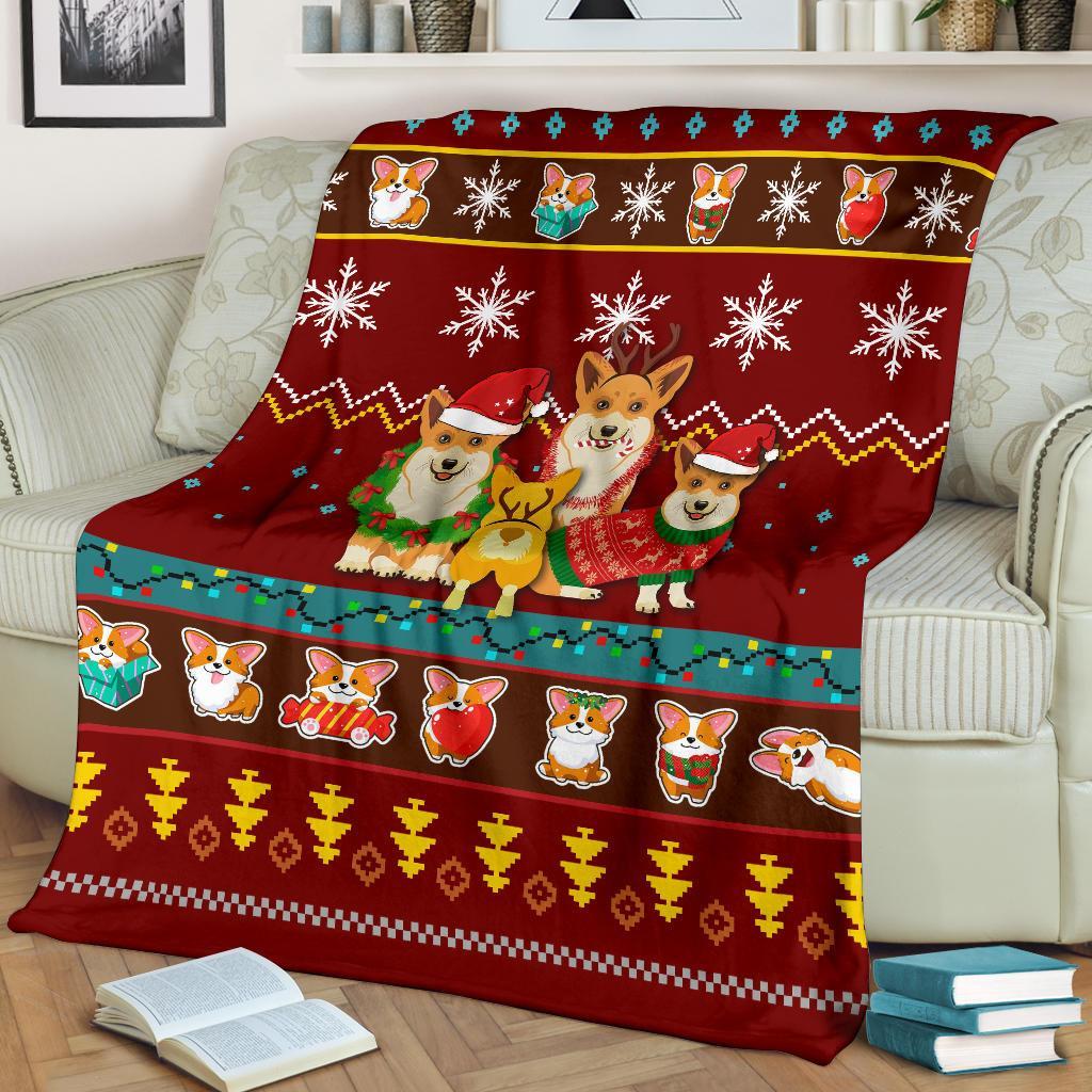 Red Corgi Christmas Blanket Amazing Gift Idea