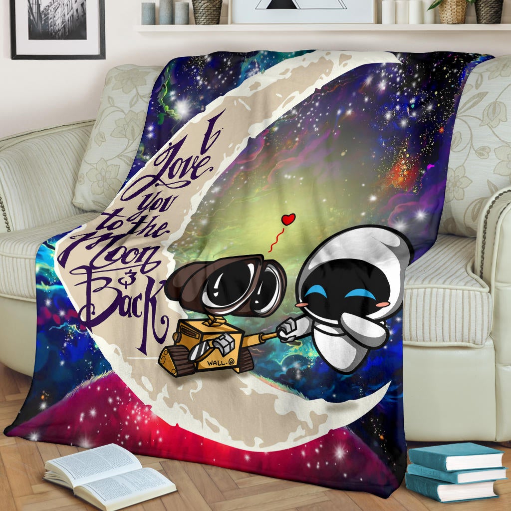 Wall - E Couple Love You To The Moon Galaxy Premium Blanket