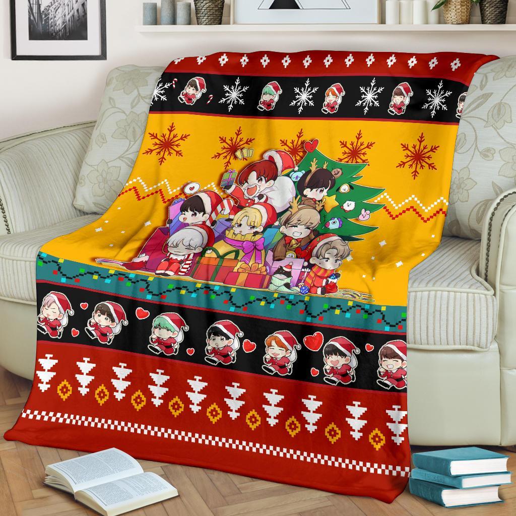 Red Yellow Bts Christmas Blanket Amazing Gift Idea