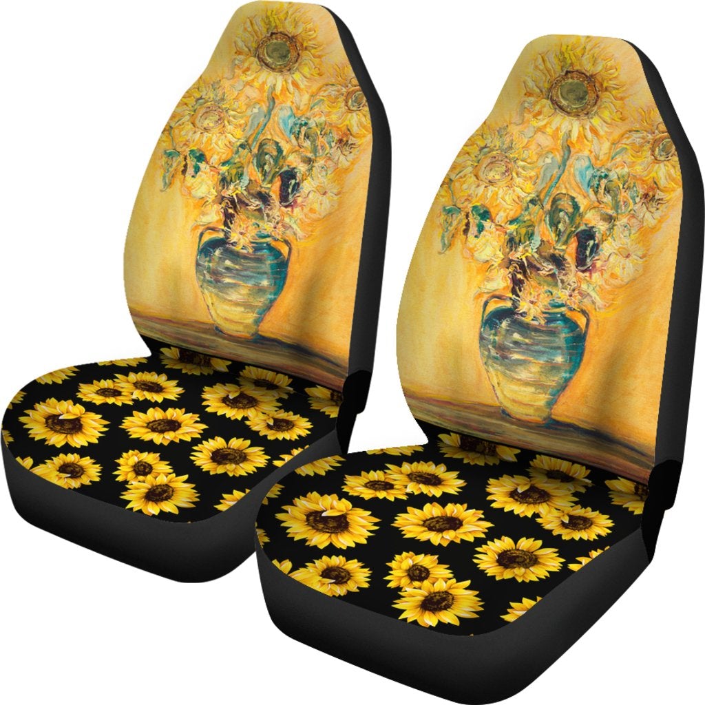 Best Painting Vase Sunflower Premium Custom Car Seat Covers Decor Protector
