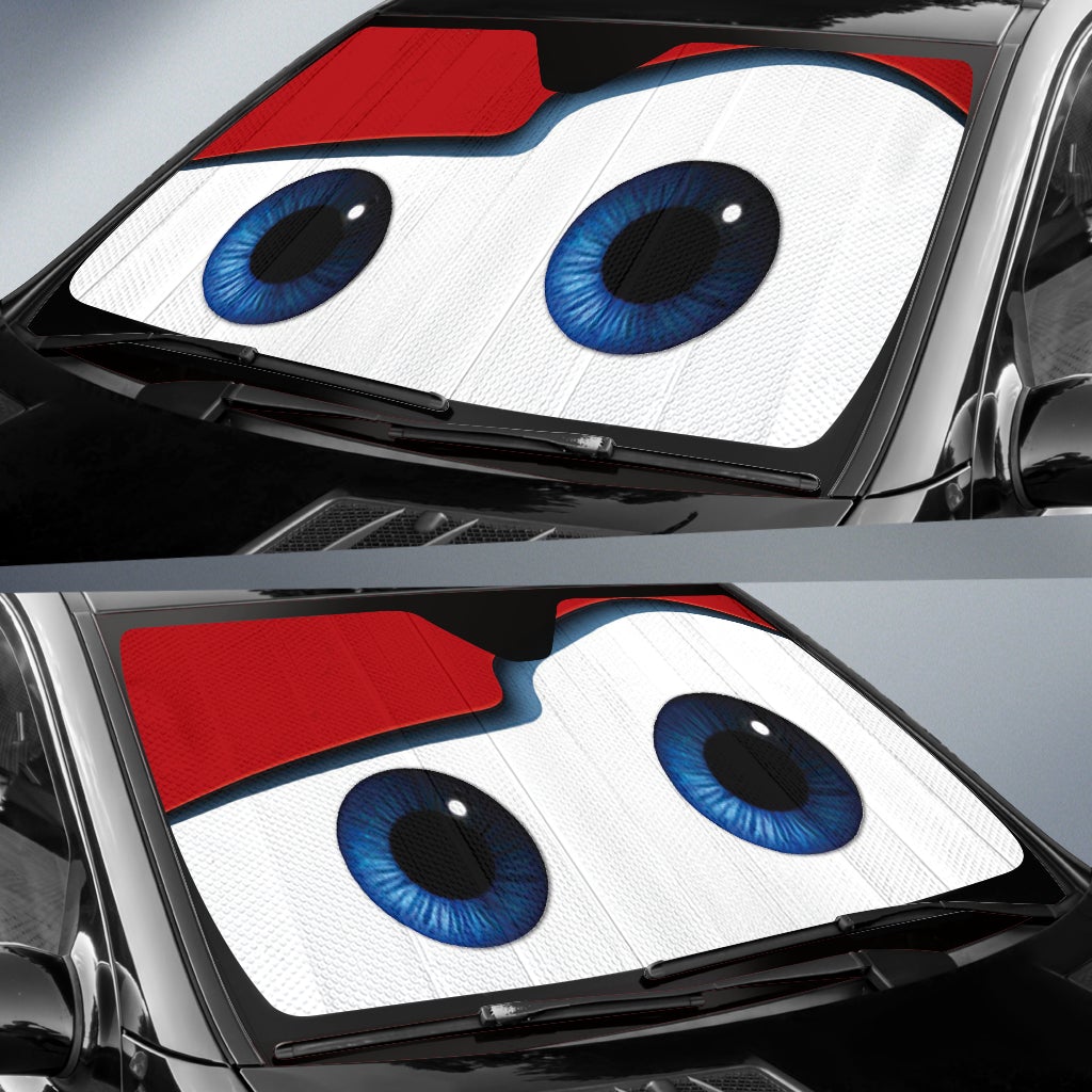 Red Cartoon Funny Surprise Eyes Car Auto Sun Shades Windshield Accessories Decor Gift