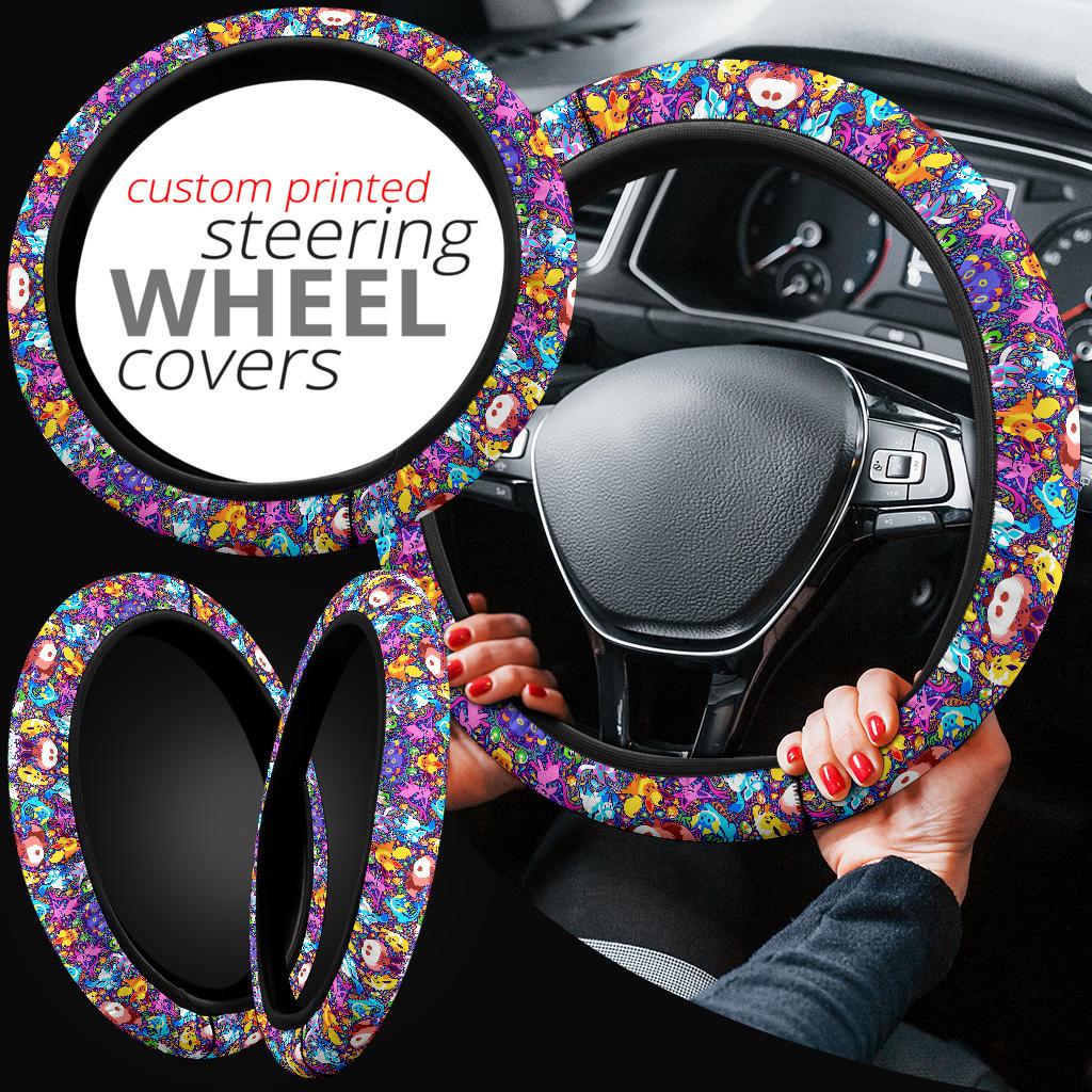 Pattern Pokemon Eevee Evoulution Color Car Steering Wheel Cover