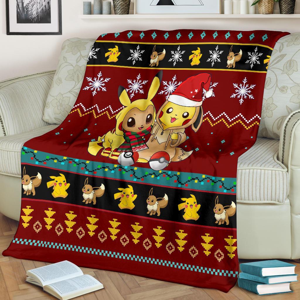 Red Gearzime Pokemon Pikachu Ugly Holiday Fleece Blanket Gift For Christmas Amazing Gift Idea