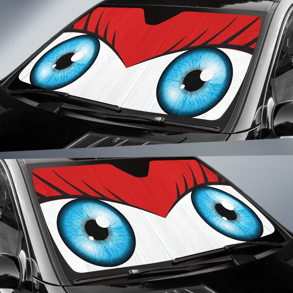 Red Cute Eyes Cartoon Auto Sun Shades