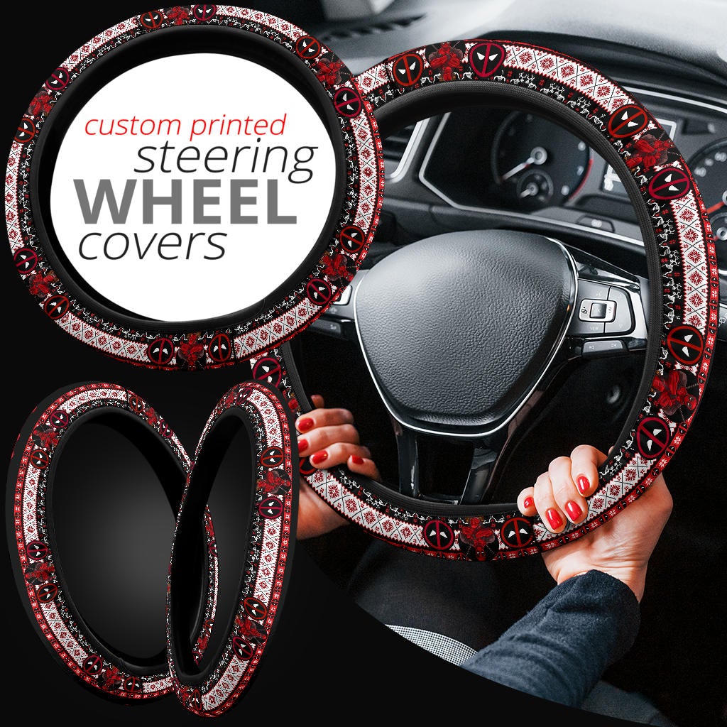 Deadpool Black Christmas Premium Custom Car Steering Wheel Cover