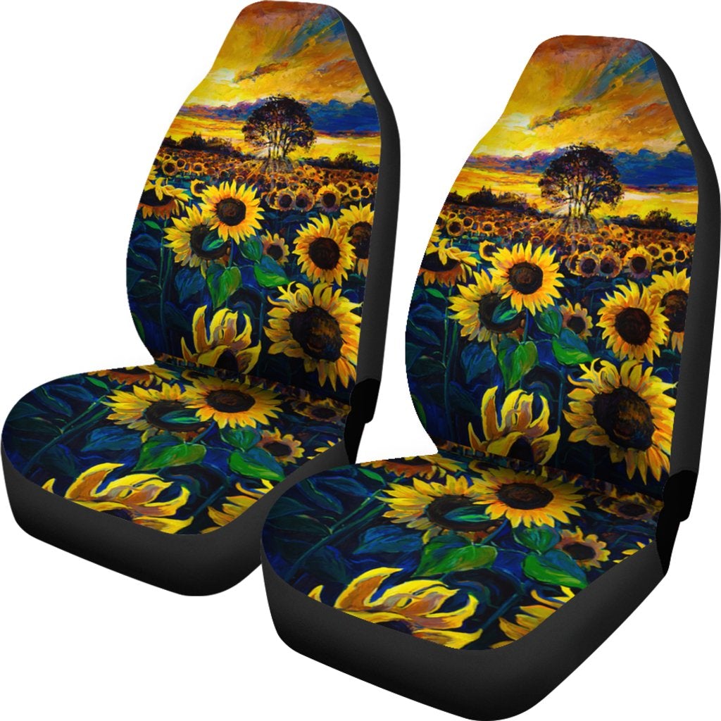 Best Painting Sunflower Art Premium Custom Car Seat Covers Decor Protector