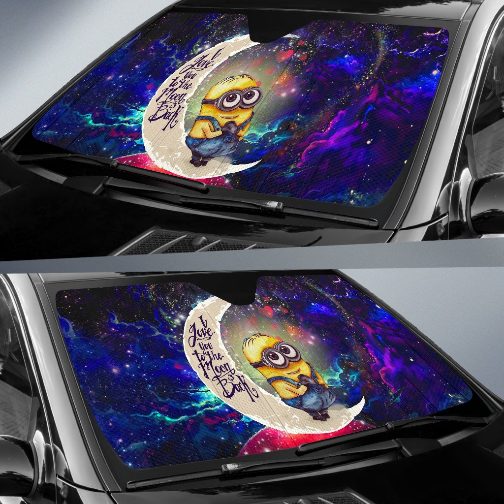 Cute Minions Despicable Me Love You To The Moon Galaxy Car Auto Sunshades