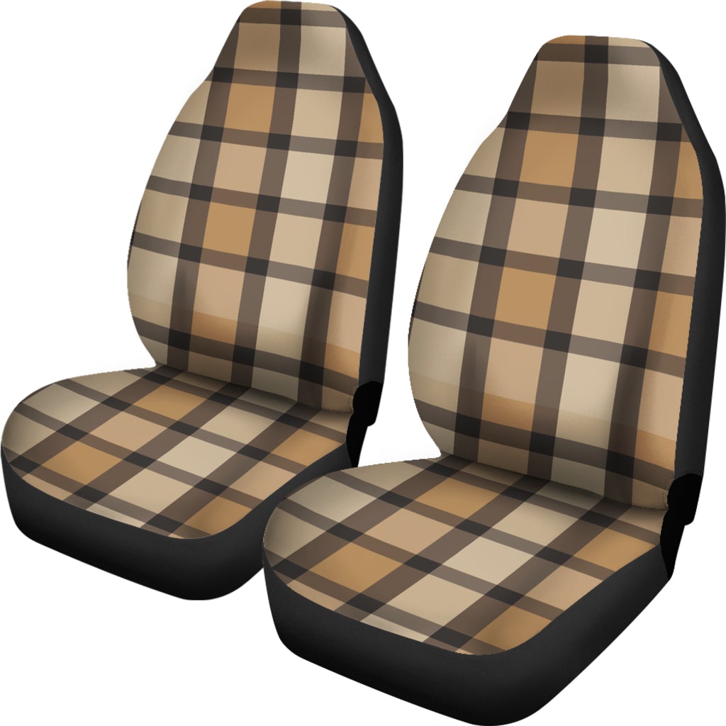 Best Brown Beige Plaid Premium Custom Car Seat Covers Decor Protector