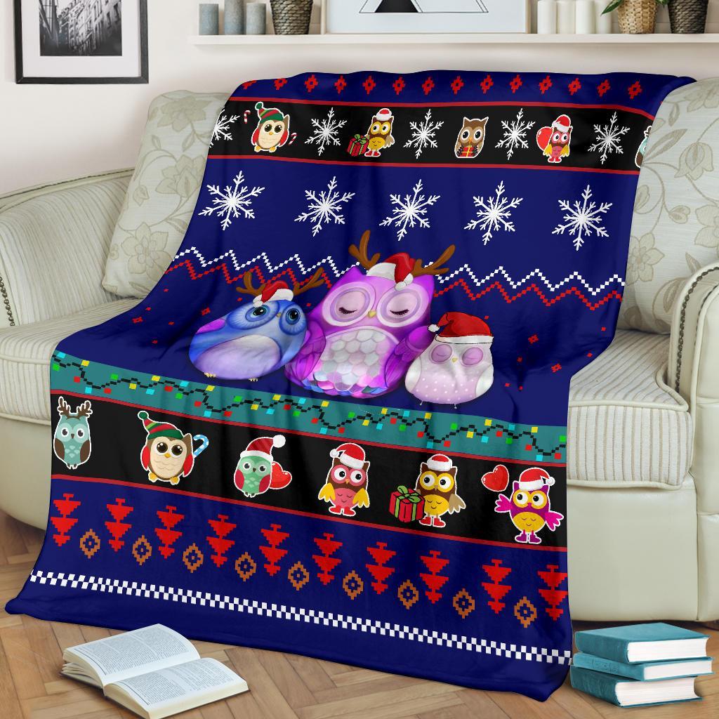 Owl Blue Christmas Blanket Amazing Gift Idea