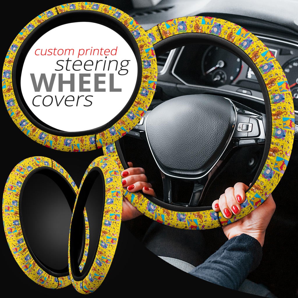 Winnie The Pooh Print Christmas Premium Custom Car Steering Wheel Cover