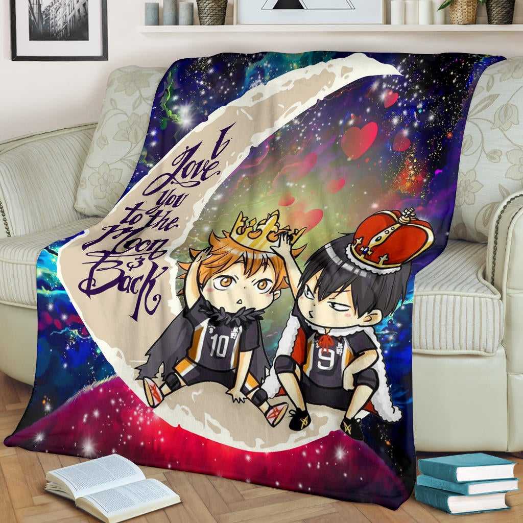 Hinata And Tobio Haikyuu Love You To The Moon Galaxy Premium Blanket