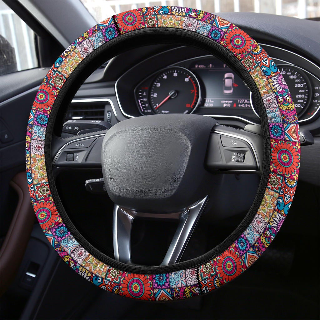 Color Flowers Premium Car Steering Wheel Cover