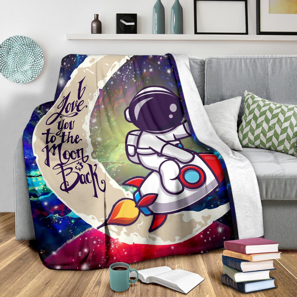 Astronaut Chibi Love You To The Moon Galaxy Premium Blanket