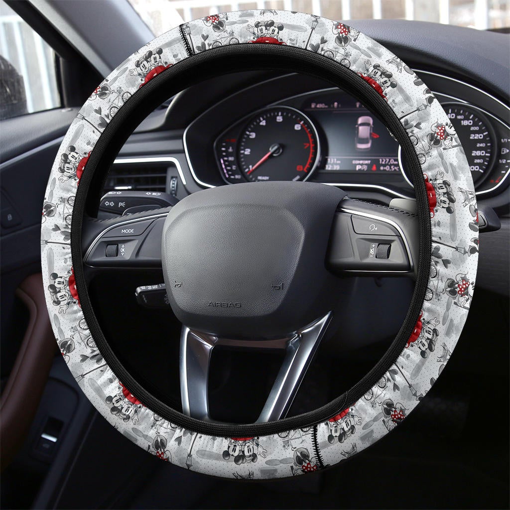 Mice Love Paris Romantic Premium Car Steering Wheel Cover