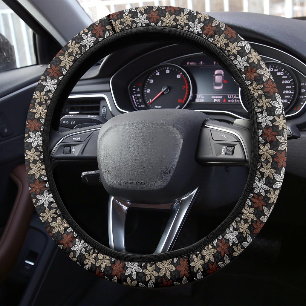 Vintage Flowers Premium Car Steering Wheel Cover