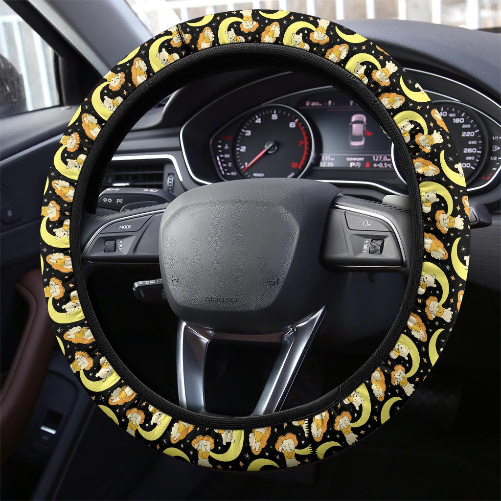 Winnie The Pood Moon Yellow Premium Car Steering Wheel Cover