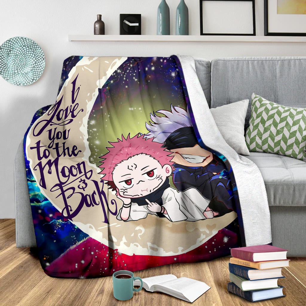 Jujutsu Kaisen Gojo Sakuna Chibi Anime Love You To The Moon Galaxy Premium Blanket