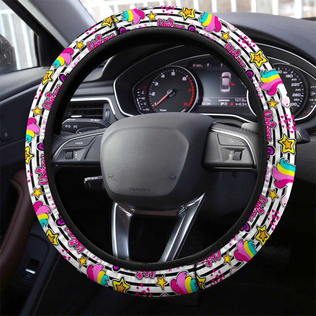 Unicorn Rainbow Cute Kawaii Premium Car Steering Wheel Cover