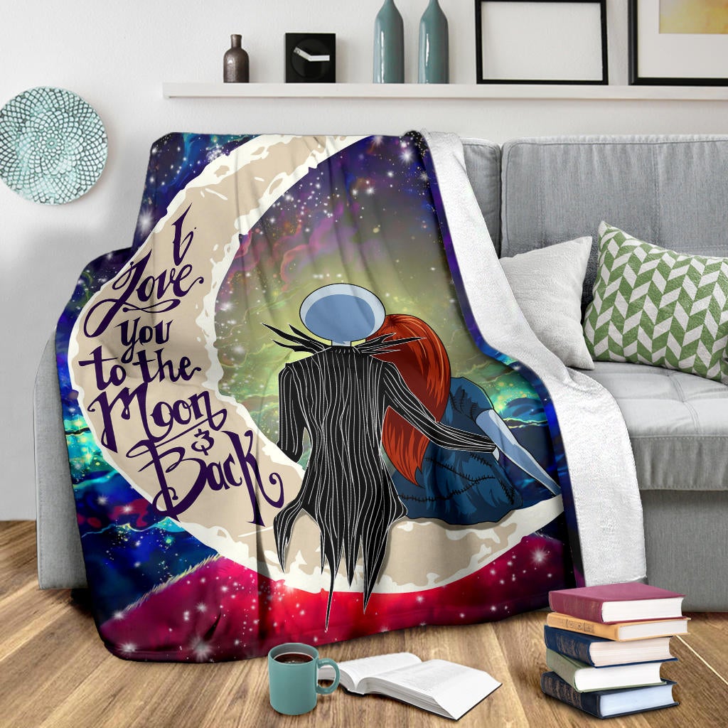 Jack And Sally Nightmare Before Christmas Love You To The Moon Galaxy Premium Blanket