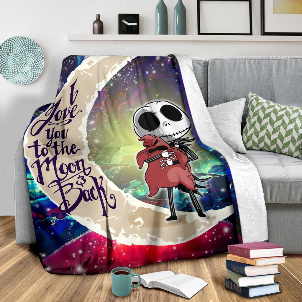 Jack Skellington Nightmare Before Christmas Love You To The Moon Galaxy Premium Blanket