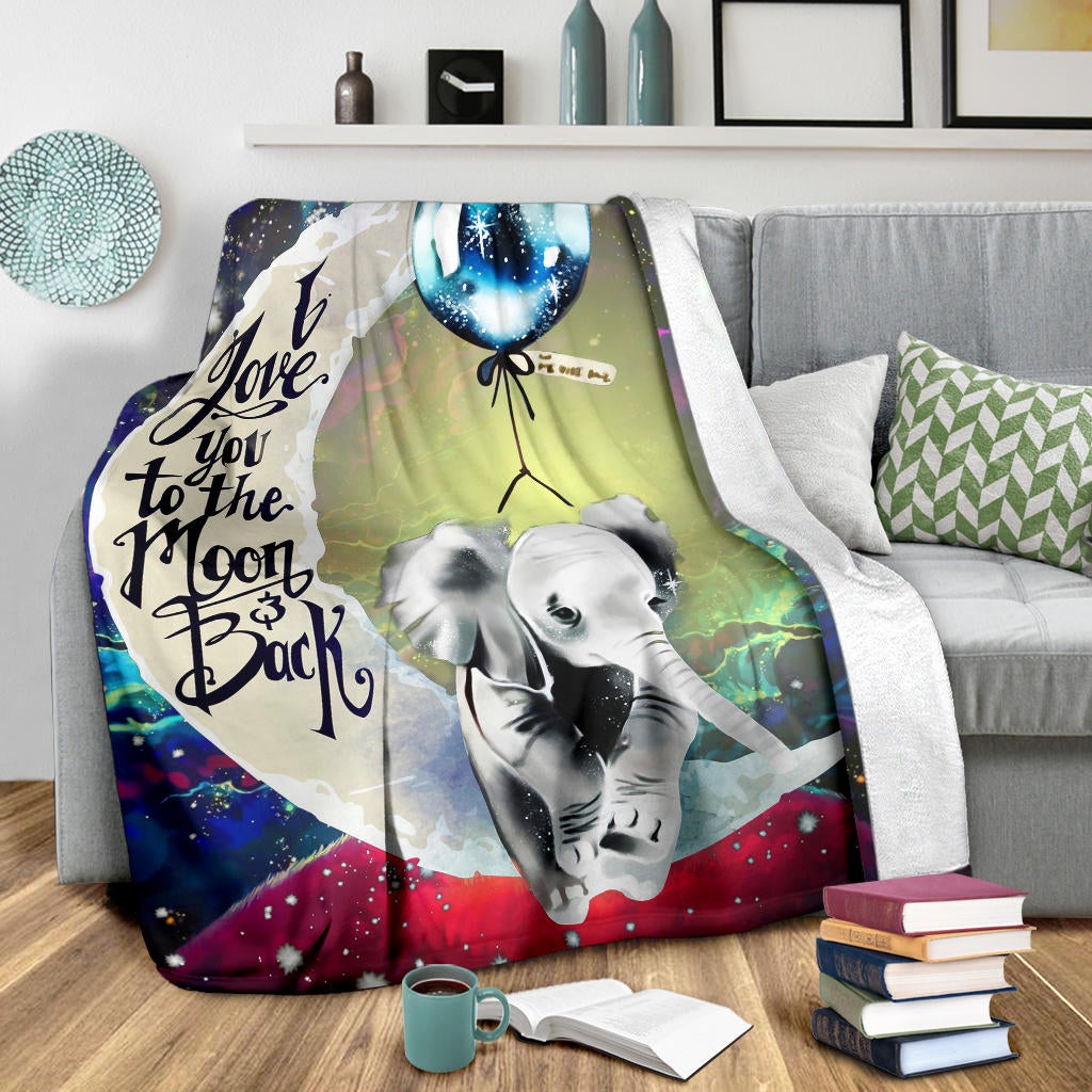 Elephant Love You To The Moon Galaxy Premium Blanket