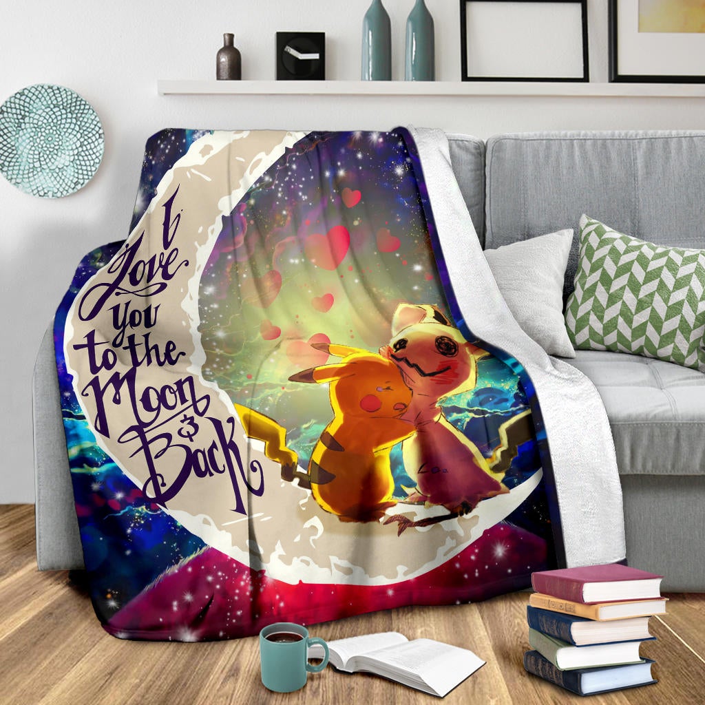 Pikachu Horro Love You To The Moon Galaxy 1 Premium Blanket