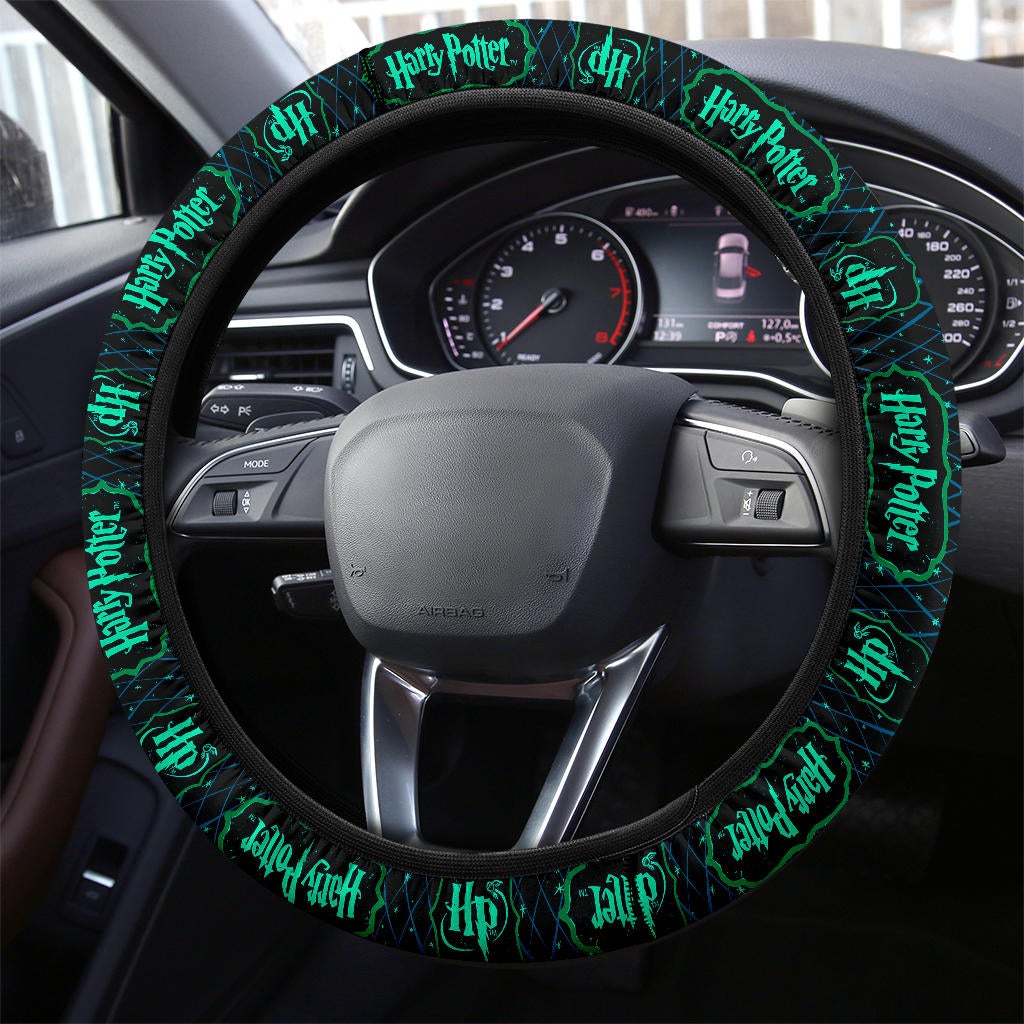 Harry Potter Farbic Green Blue Pattern Premium Car Steering Wheel Cover