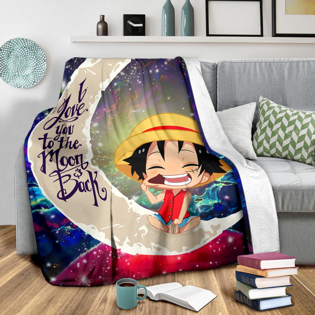 Luffy One Piece Love You To The Moon Galaxy Premium Blanket
