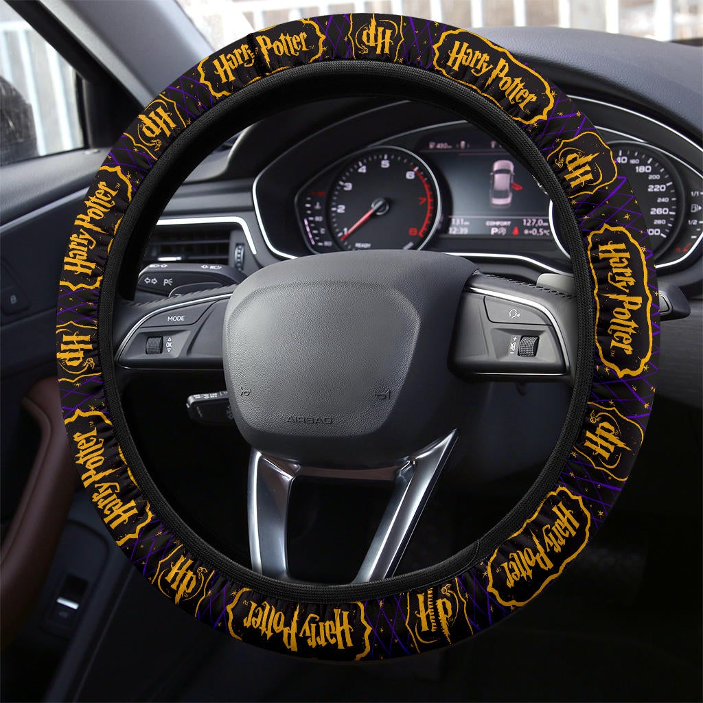 Harry Potter Farbic Purple Yellow Pattern Premium Car Steering Wheel Cover