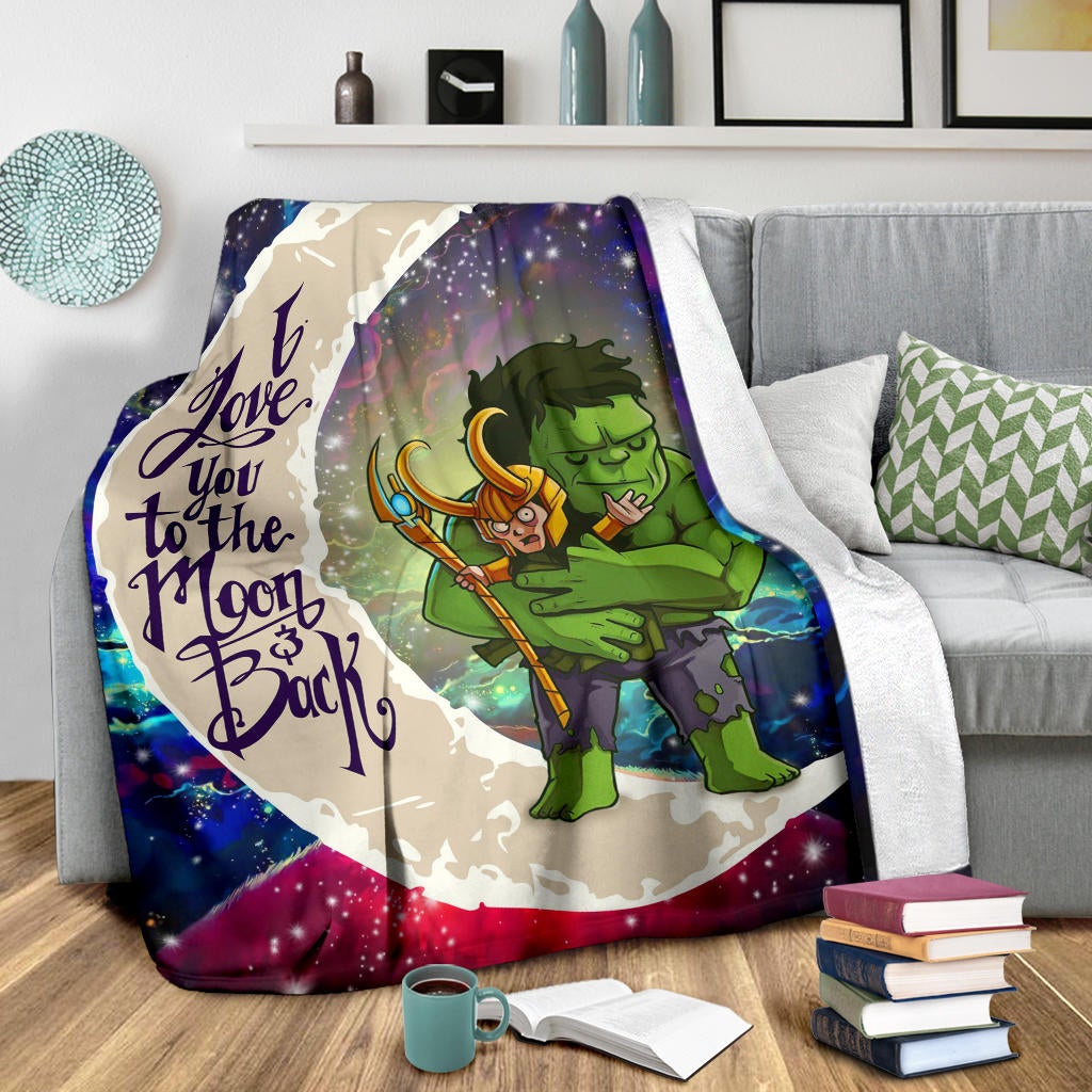 Hulk And Loki Love You To The Moon Galaxy Premium Blanket