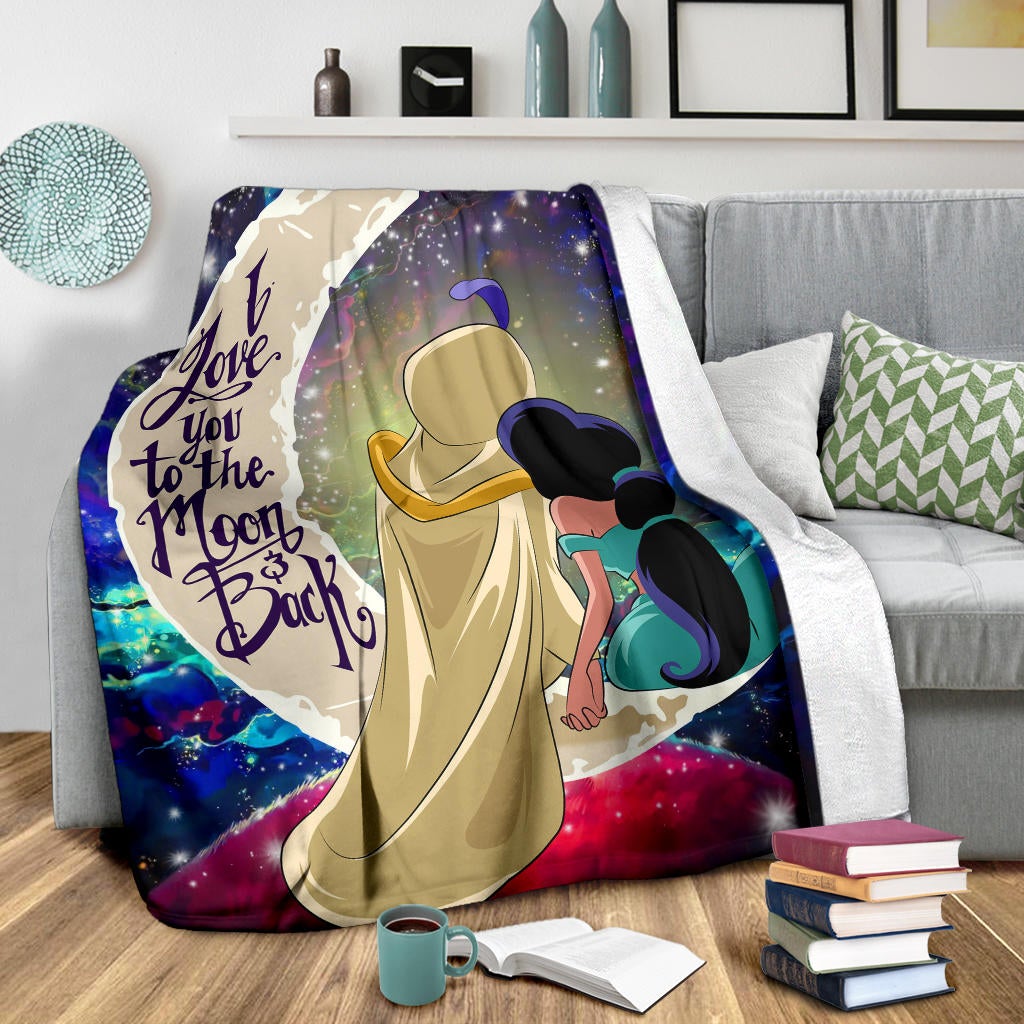 Aladin Couple Love You To The Moon Galaxy Premium Blanket