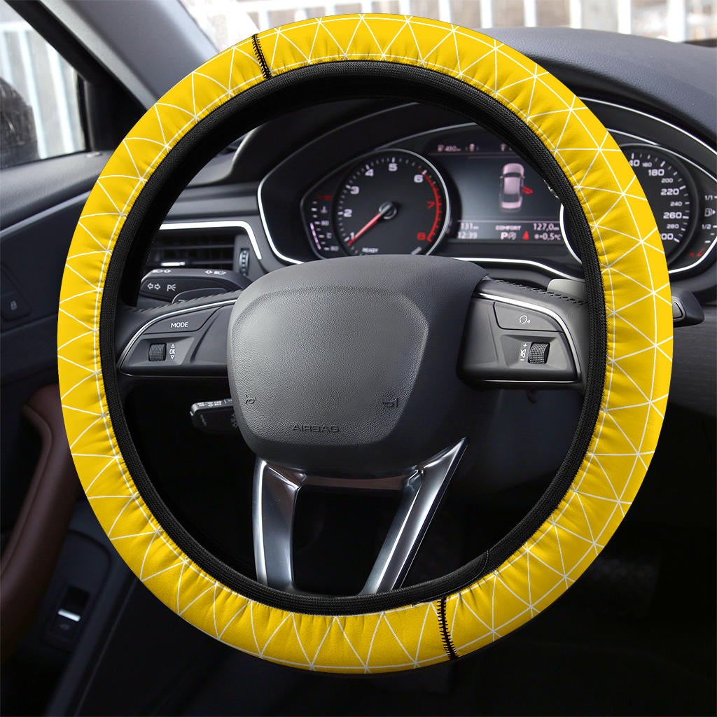 Yellow Triangle Caro Premium Car Steering Wheel Cover