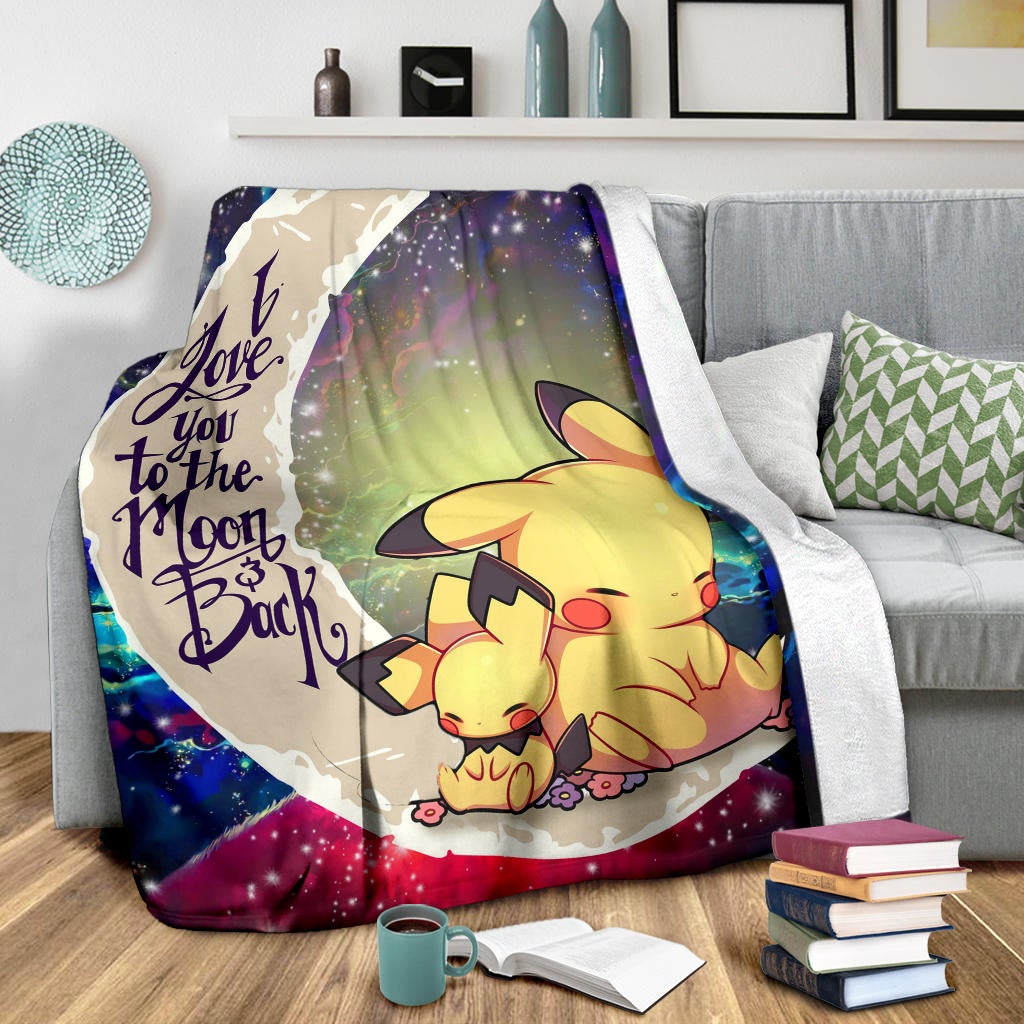 Pikachu Pokemon Sleep Love You To The Moon Galaxy Premium Blanket