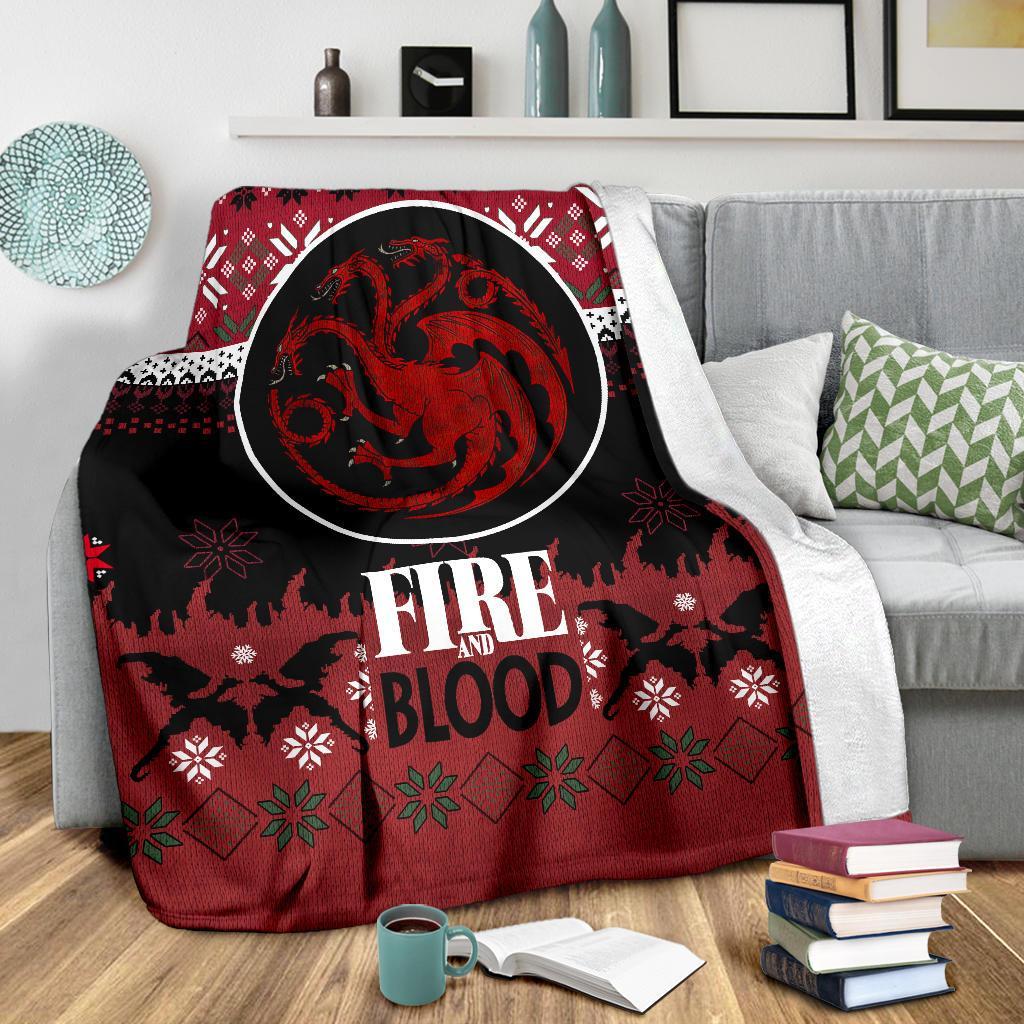 Fire And Blood Ugly Christmas Custom Blanket Home Decor