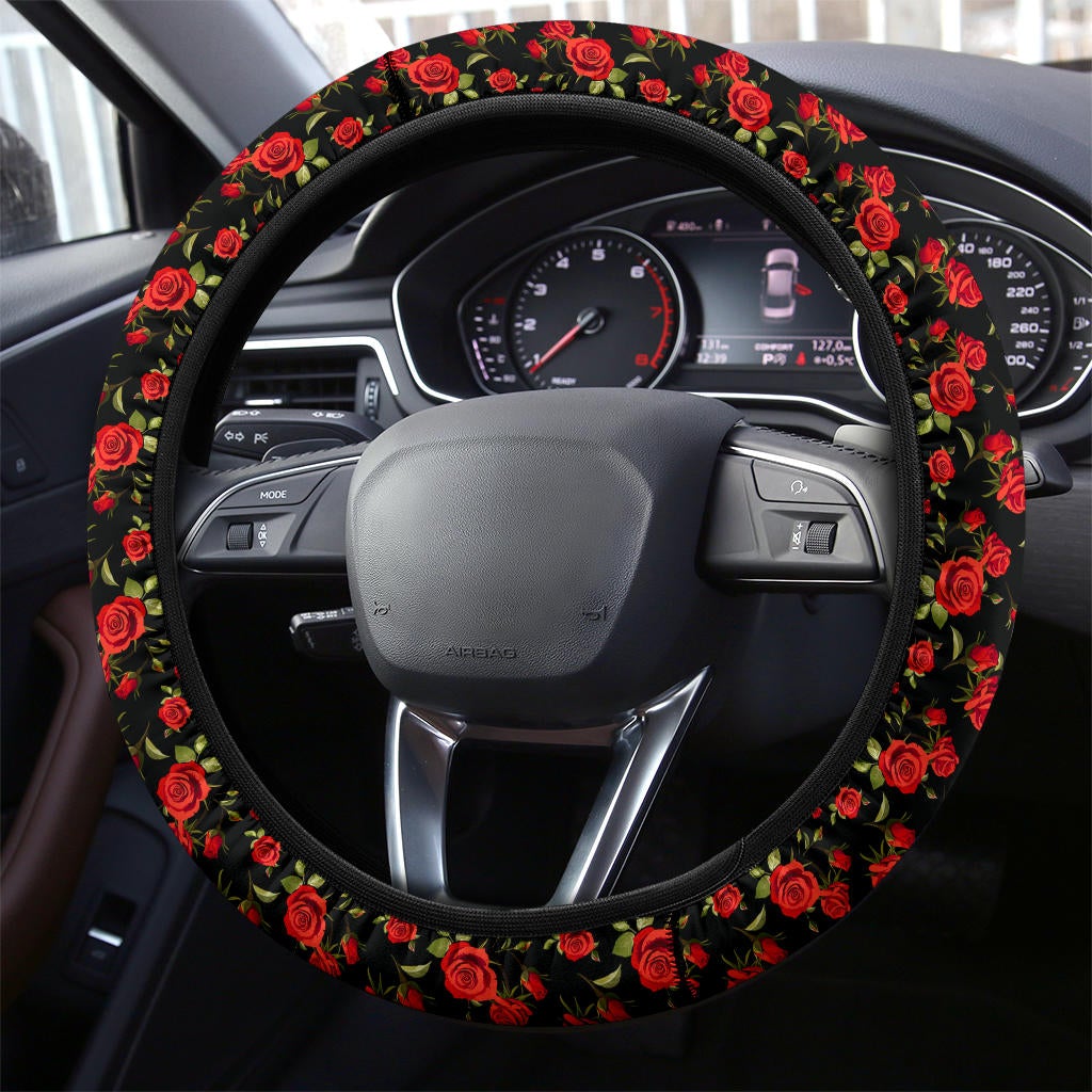 Rose Red Premium Car Steering Wheel Cover