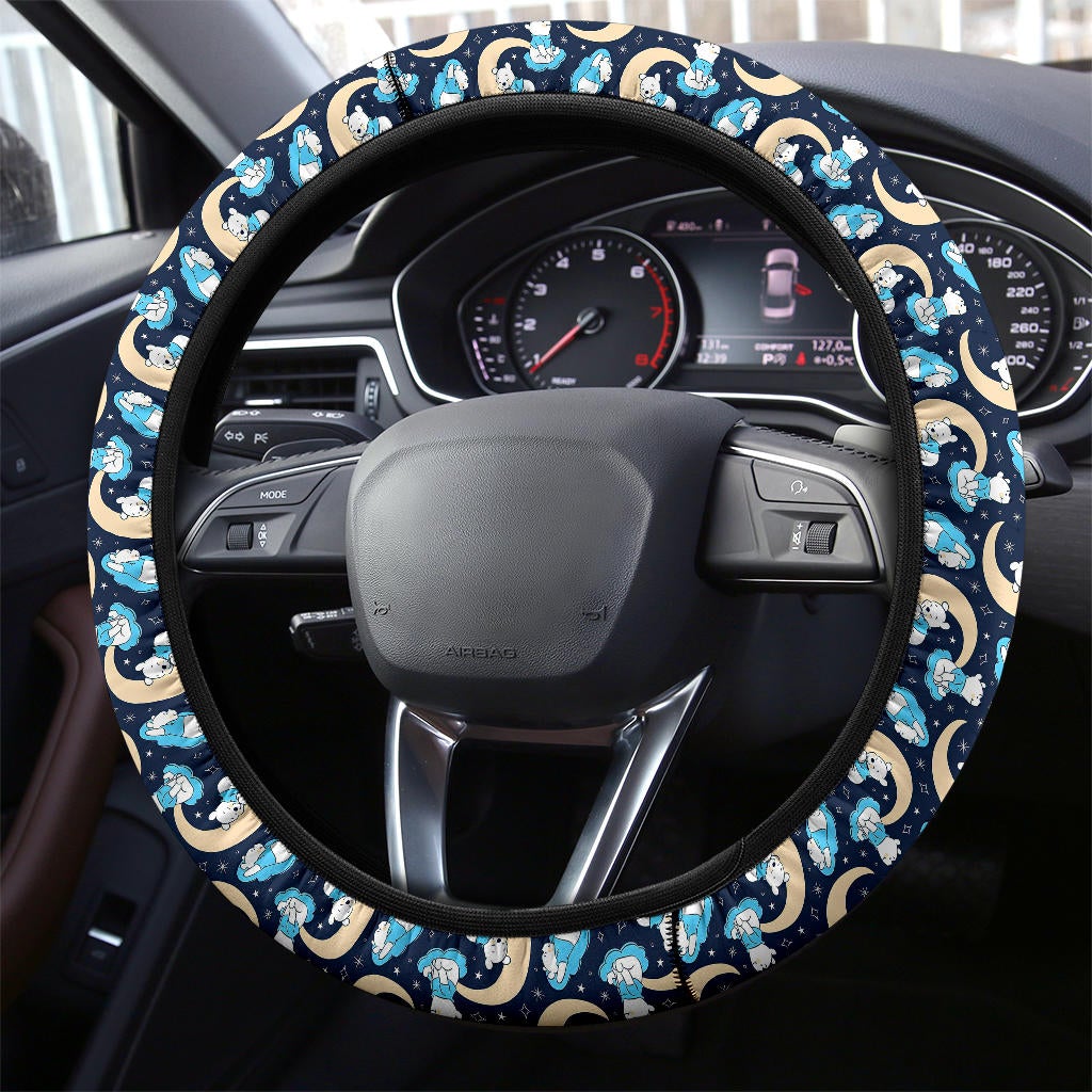 Winnie The Pood Moon Blue Premium Car Steering Wheel Cover