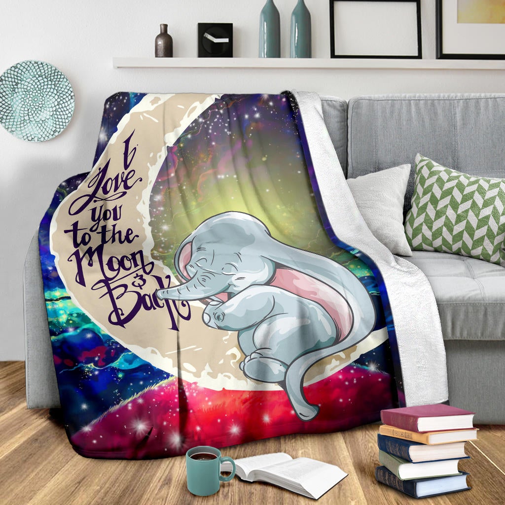 Dumbo Elephant Love You To The Moon Galaxy Premium Blanket