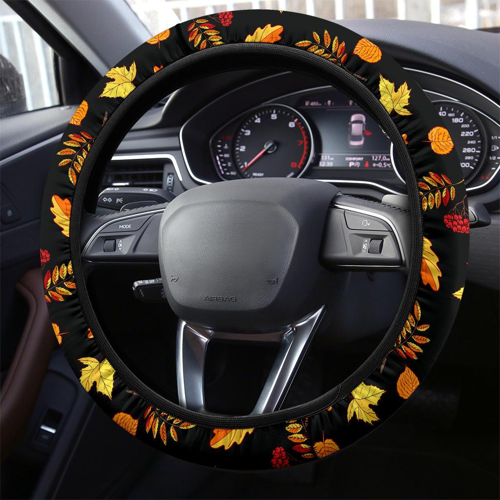 Autumn Leaves Pattern Premium Car Steering Wheel Cover