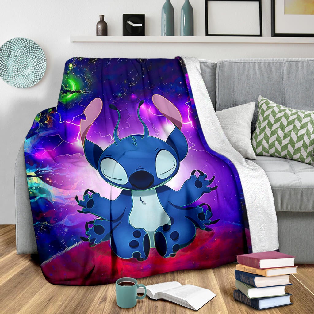 Stitch Yoga Love You To The Moon Galaxy Premium Blanket