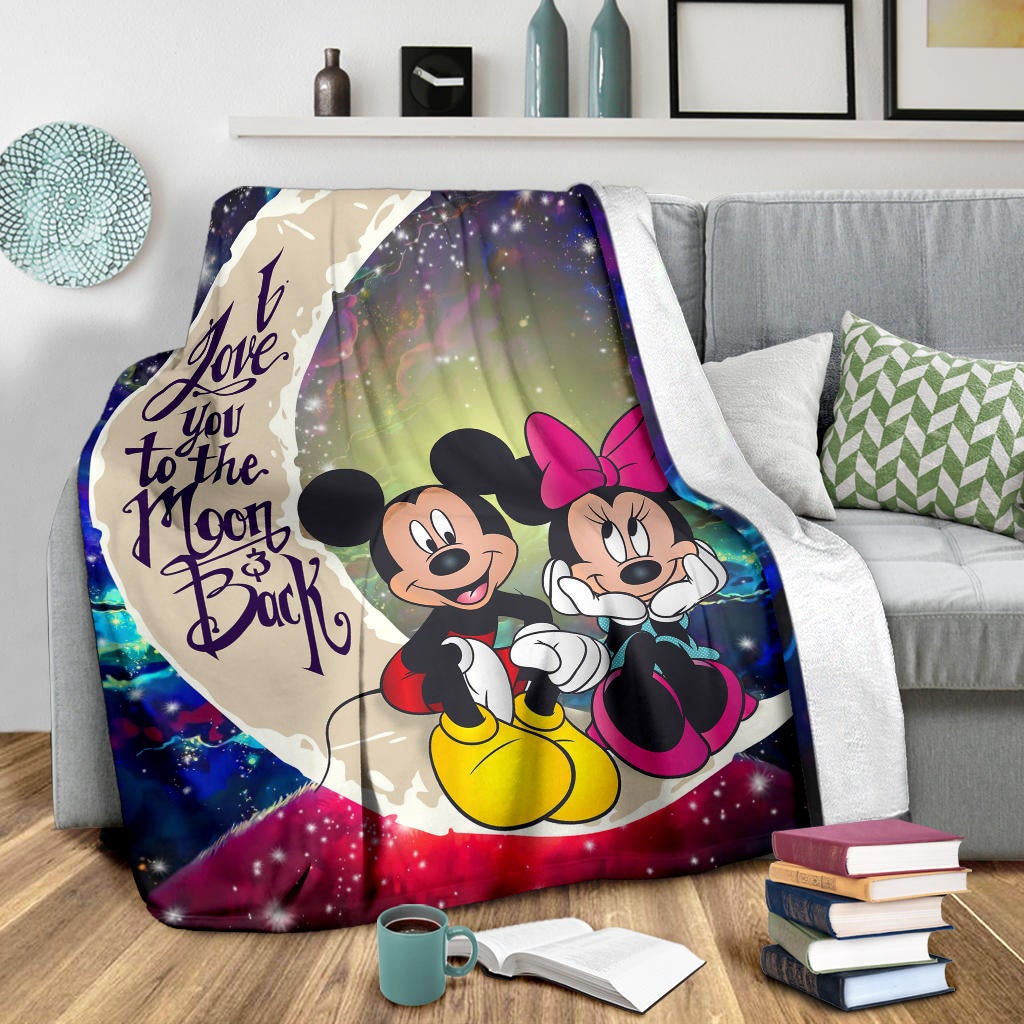 Mouse Couple Love You To The Moon Galaxy Premium Blanket
