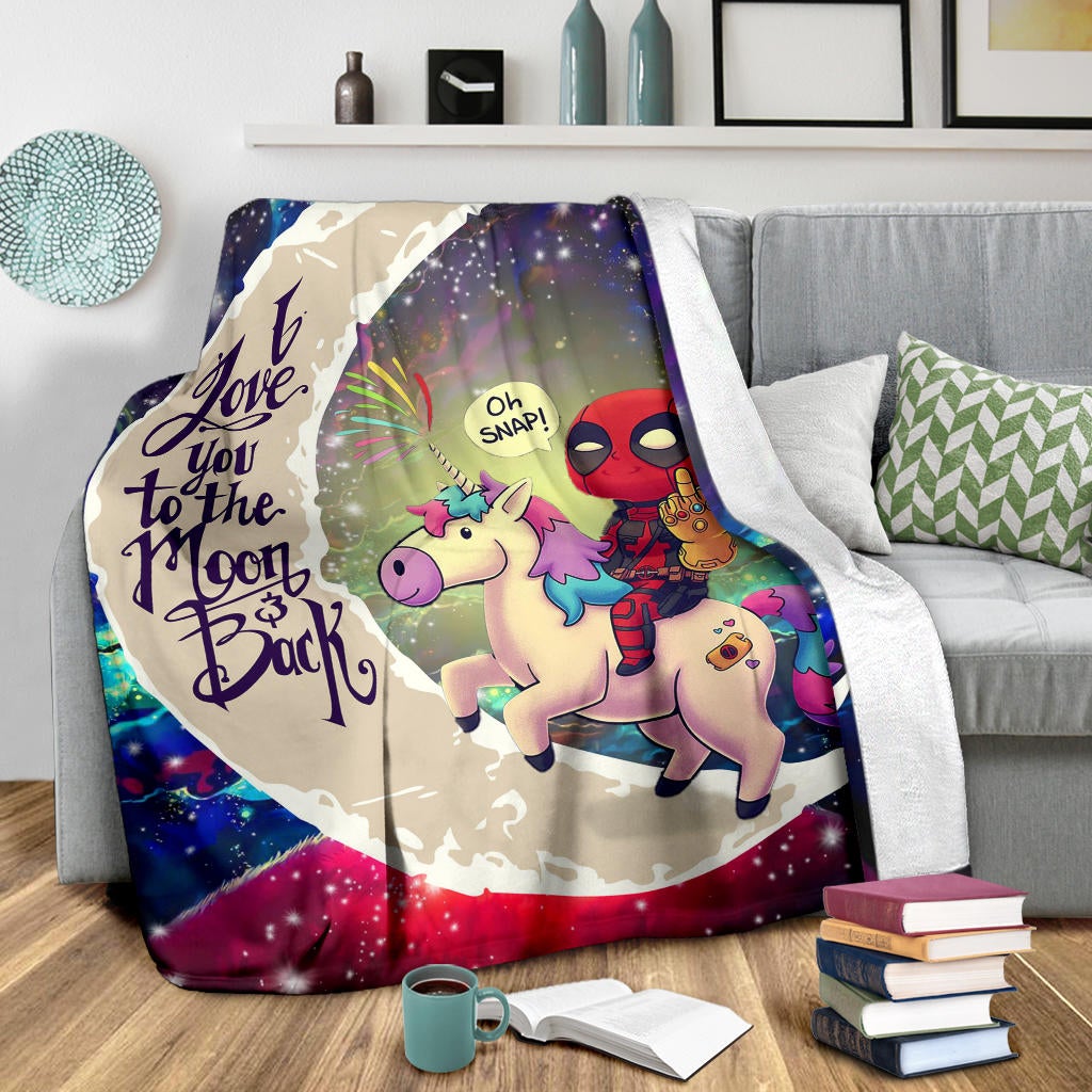 Deadpool Unicorn Love You To The Moon Galaxy Premium Blanket
