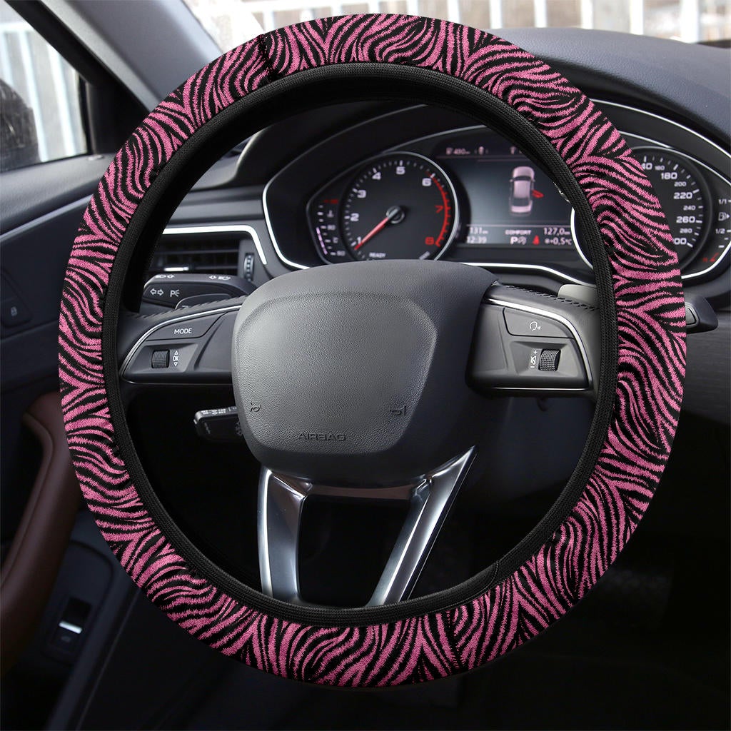 Zebra Pink Premium Car Steering Wheel Cover