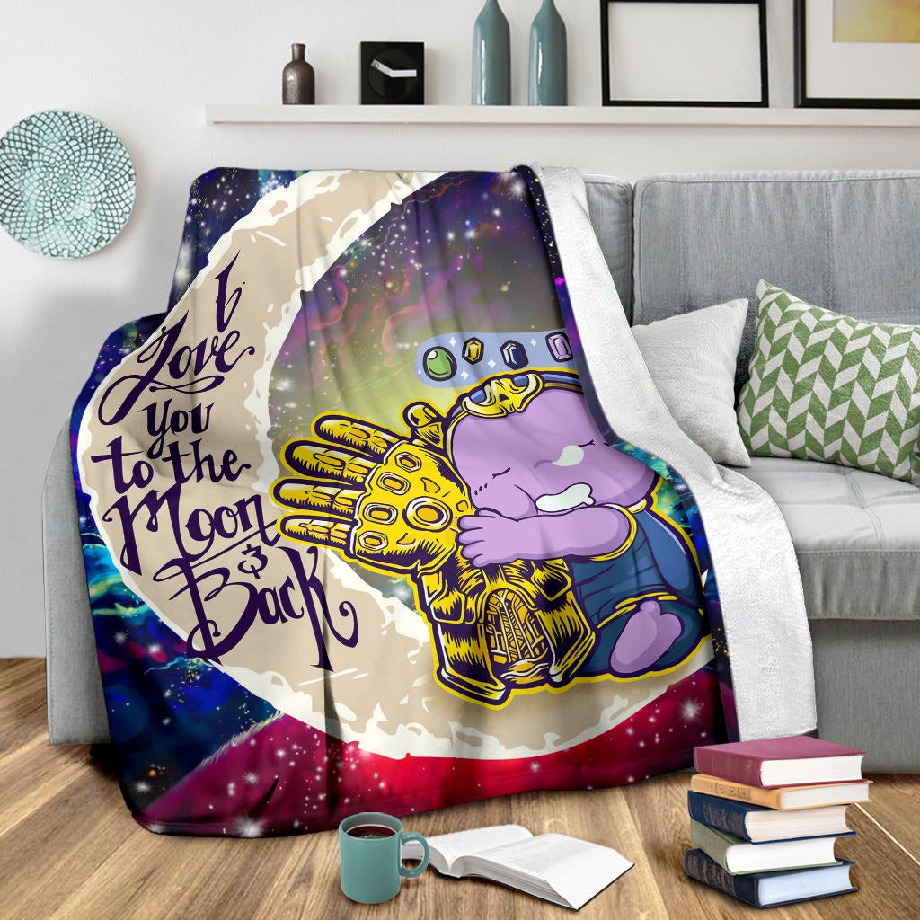 Cute Thanos Love You To The Moon Galaxy Premium Blanket