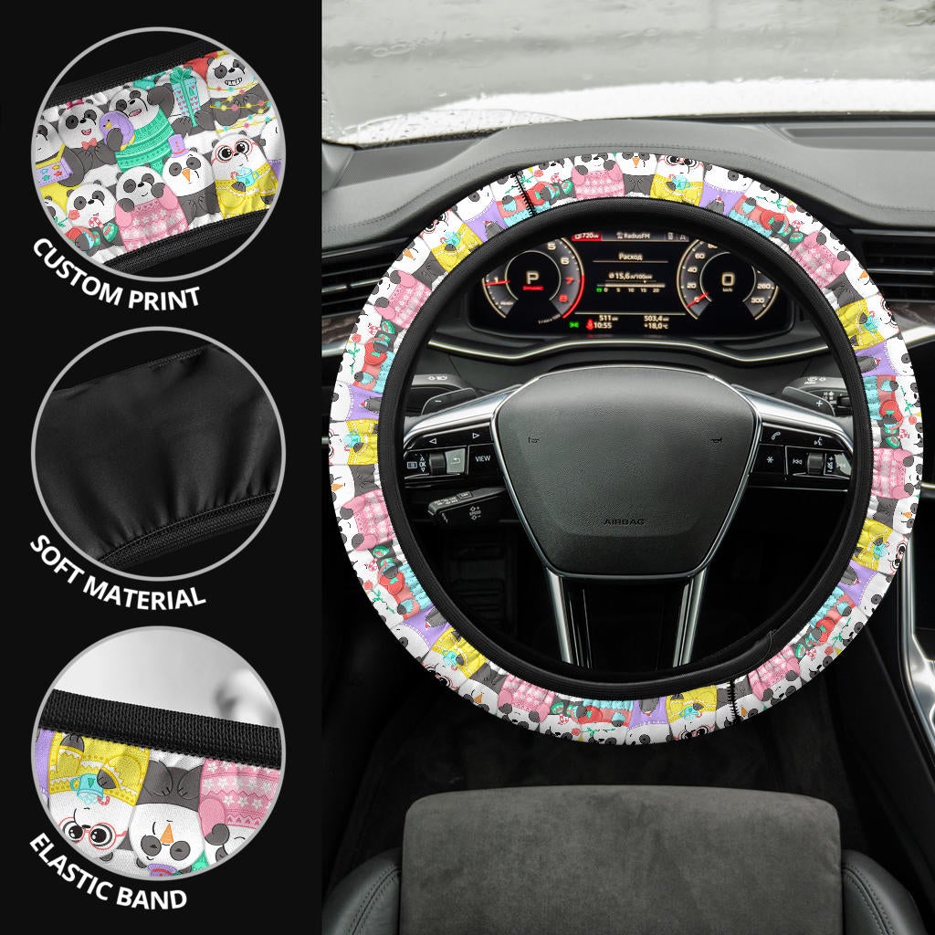 We Bare Bears Cute Premium Car Steering Wheel Cover