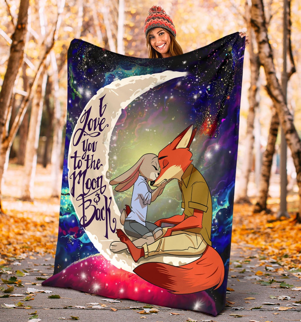Fox Couple Love You To The Moon Galaxy Premium Blanket