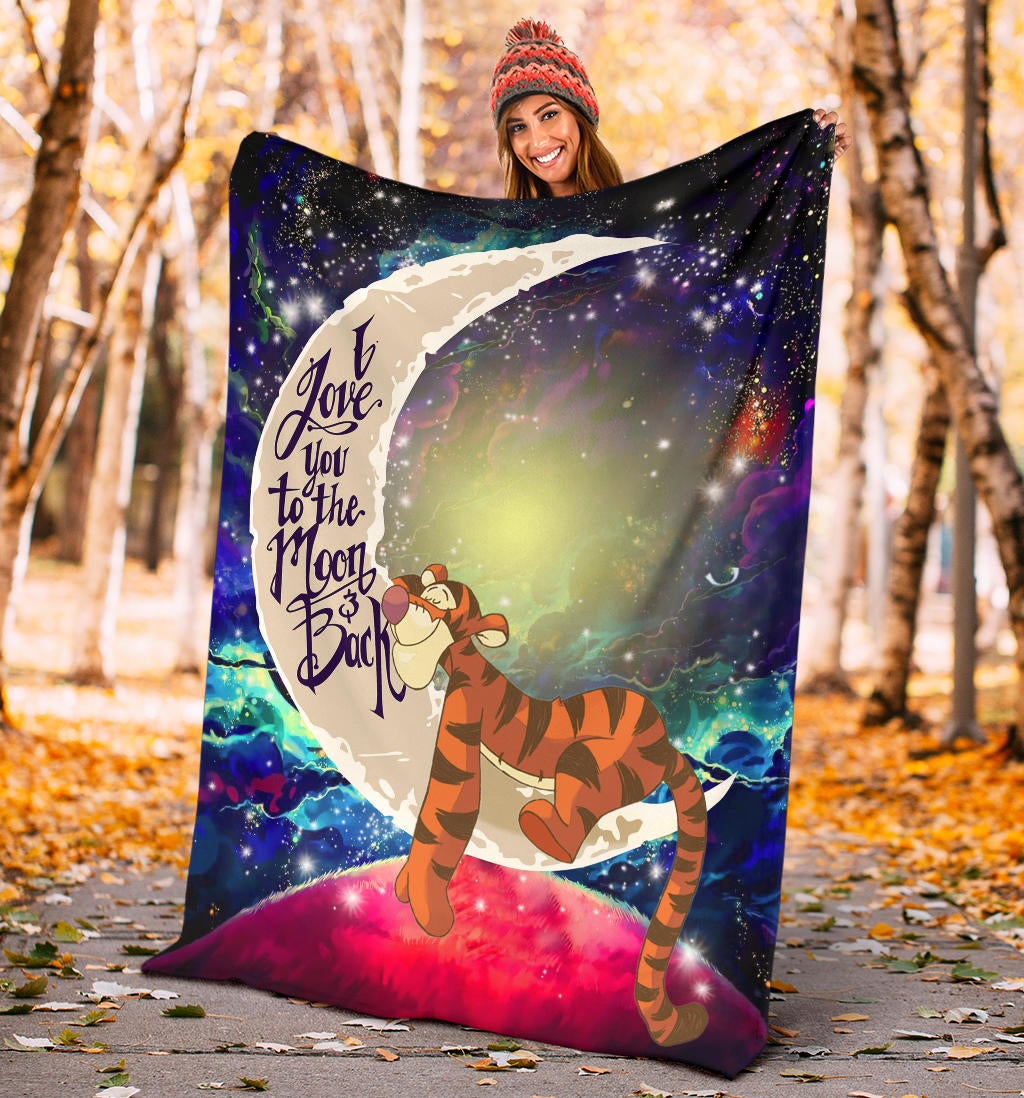 Tiger Winnie The Pooh Love You To The Moon Galaxy Premium Blanket