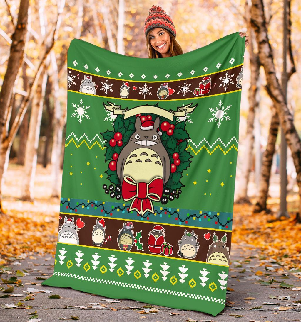 Totoro Green Christmas Christmas Blanket Amazing Gift Idea