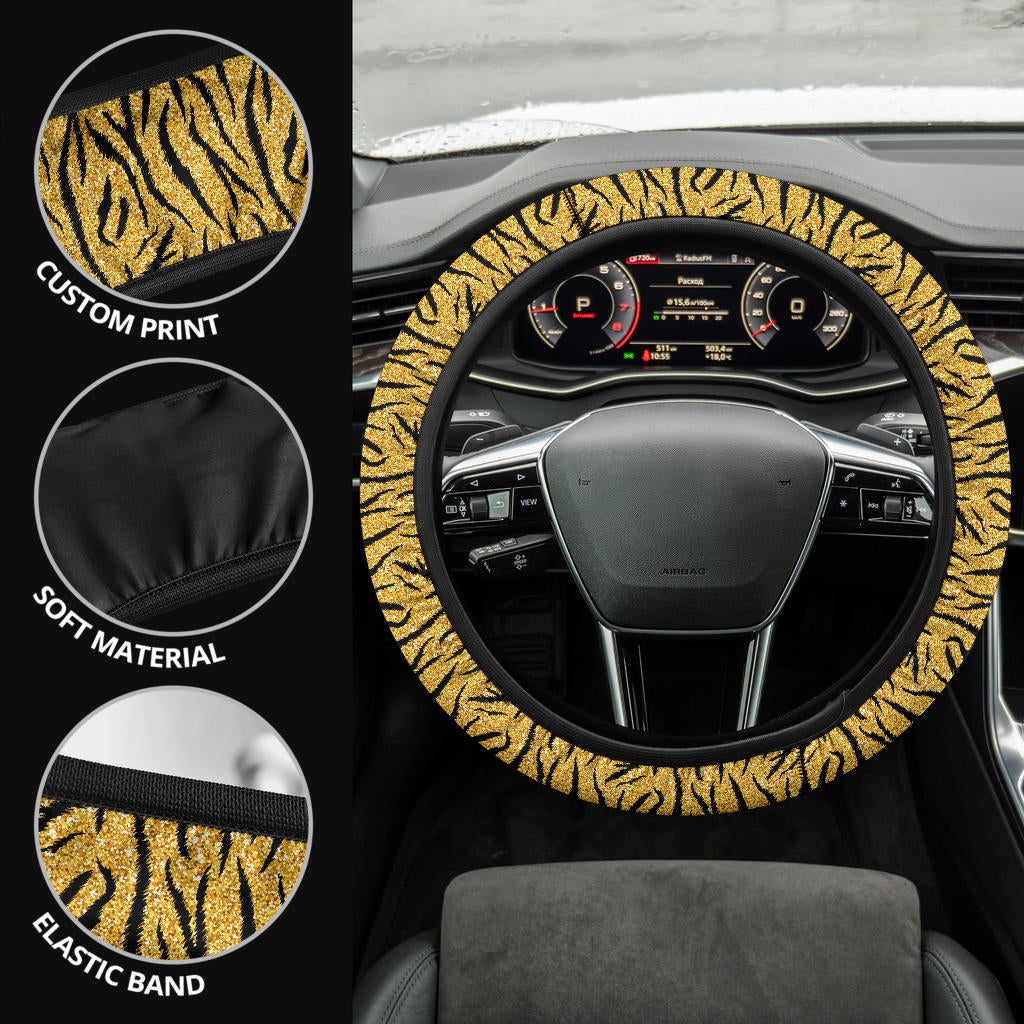 Tiger Golden Premium Car Steering Wheel Cover