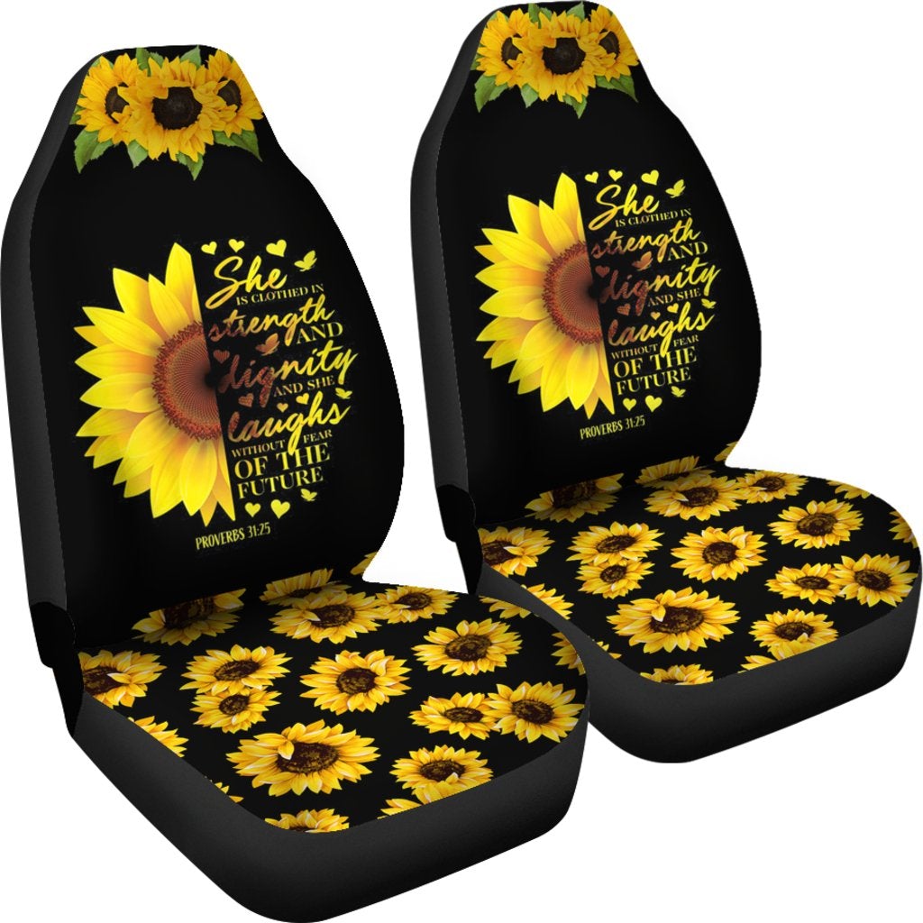 Best Christian Bible Verse Sunflower Scripture Religious Premium Custom Car Seat Covers Decor Protector