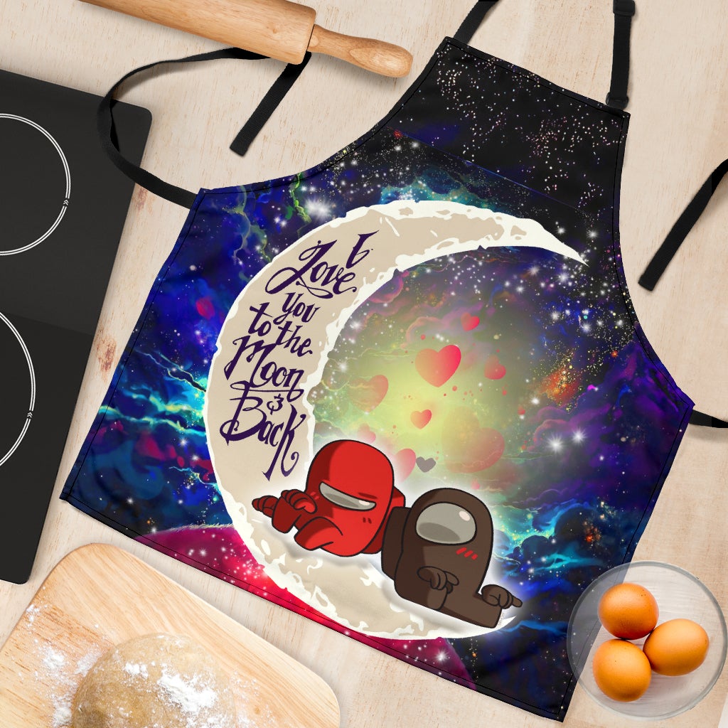 Among Us Couple Love You To The Moon Galaxy Custom Apron Best Gift For Anyone Who Loves Cooking